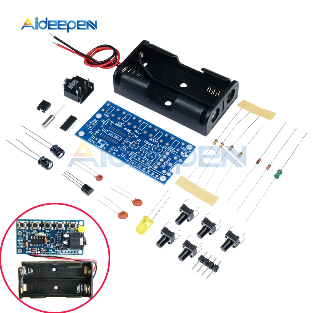

Wireless Stereo FM Radio Kit Receiver Module PCB FM DIY Electronic Kits 76MHz-108MHz DC 1.8V-3.6V DIY Kit