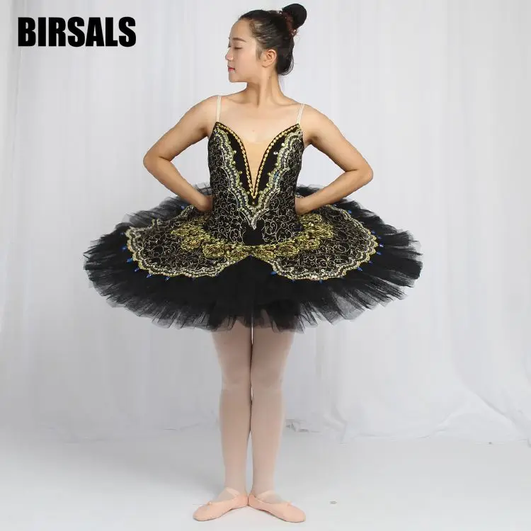 Kid girl Black Gold Professional Tutu Paquita Peformance Ballerina Pancake TutuFor Adults Classic Platter Tutu Costume 8941A