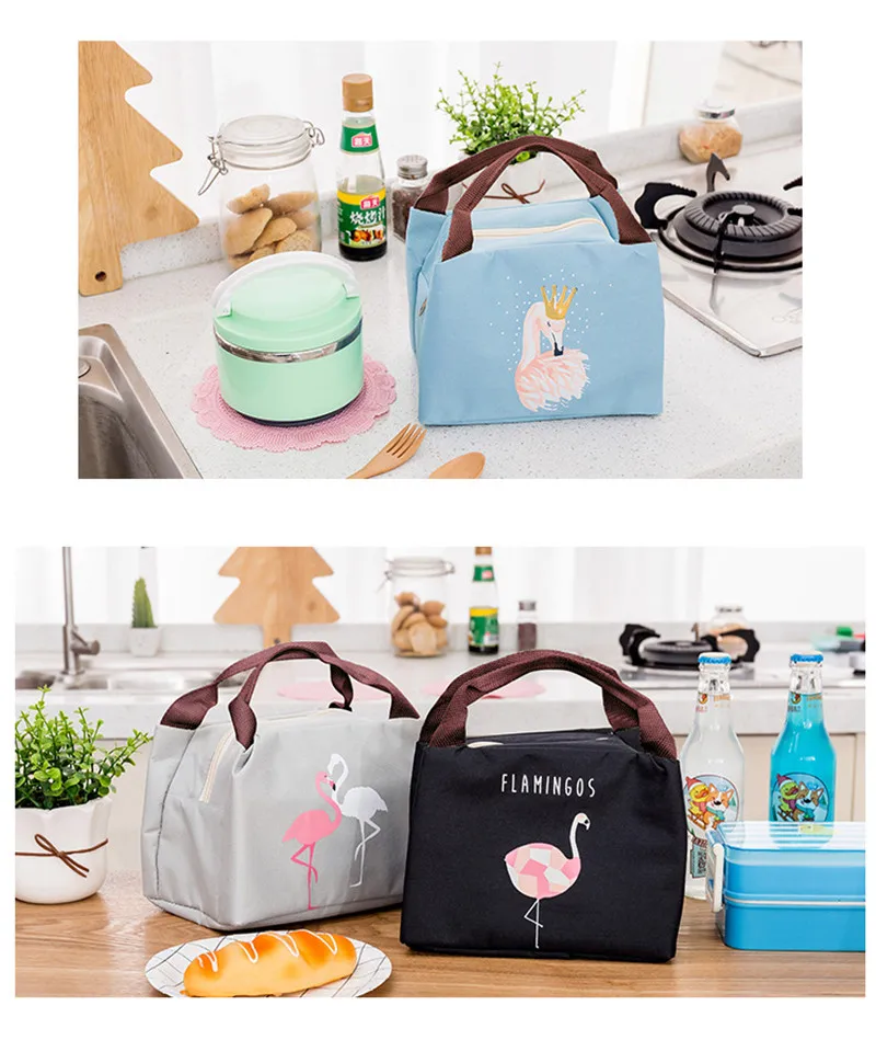 Сумка для пикника с фламинго, переносные пакеты для холодильника, водонепроницаемая теплая сумка для еды, многофункциональная изолированная сумка