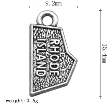 

RHODE ISLAND Map Shape Symbol Pendant Simple Charms Jewelry Accessories For DIY Handmade Keychain Necklace Bracelets Making