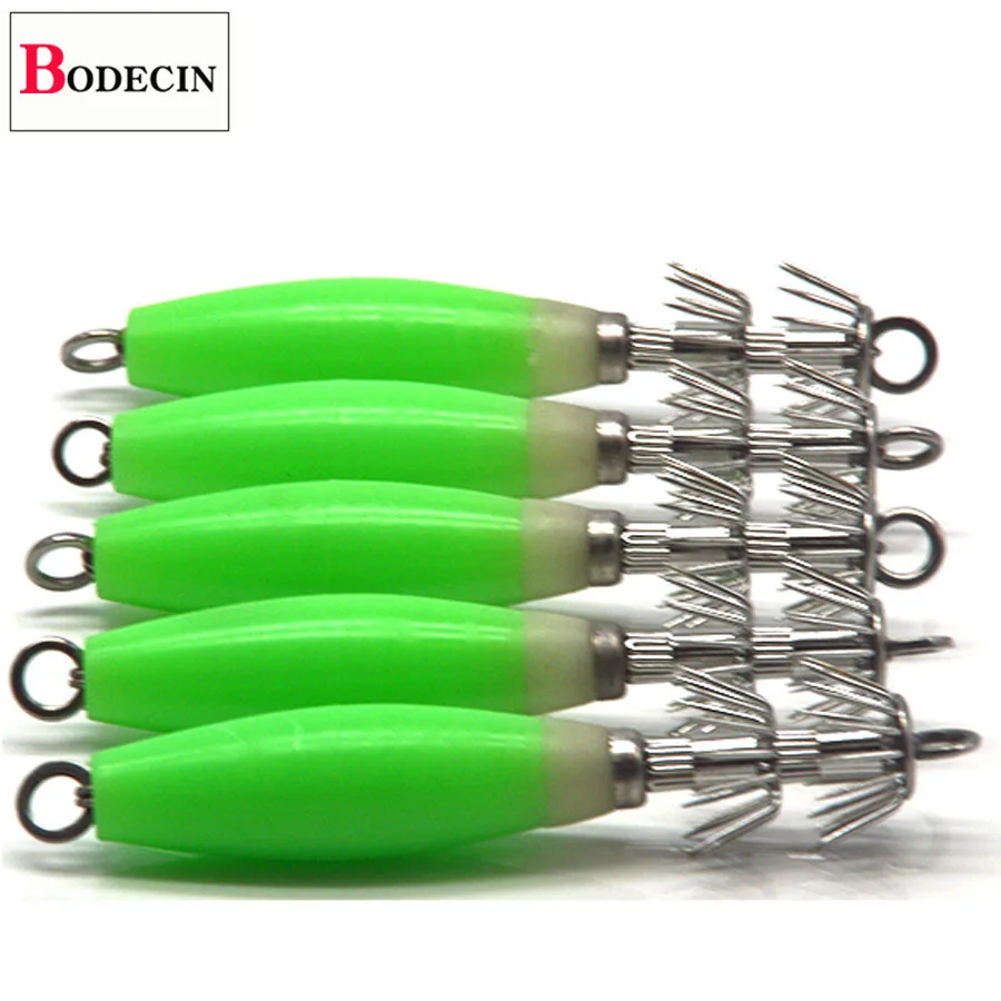 Winter Squid Jigs Hard Fishing Light Squid Hook Luminous Lure Set Jerkbait Octopus 5PCS Fake Artificial Bait For Fishing Tackle (6)