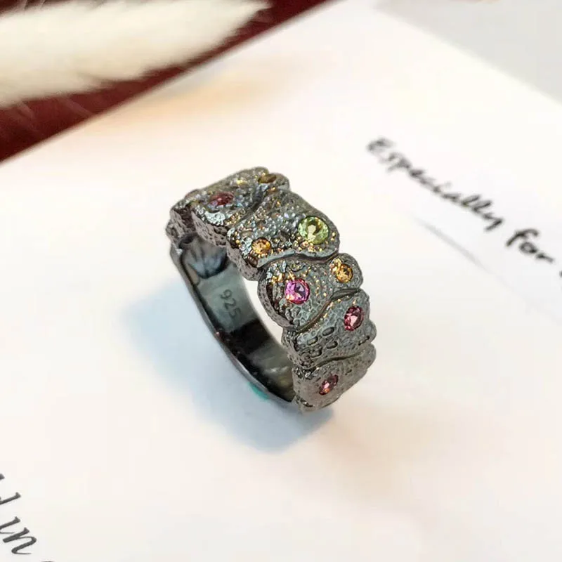 

CSJ New Original Design Amethyst Cirtine Peridot Rings 925 Sterling Silver for Women Party Wedding Engagement Gift Fine Jewelry