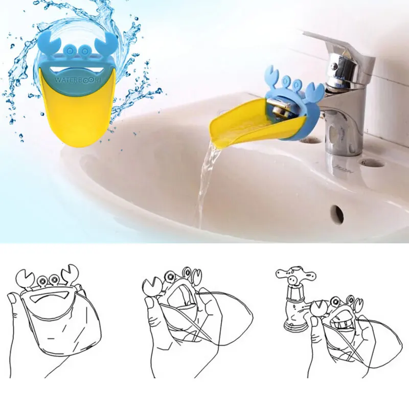 Crab Cartoon Faucet Extension Children's Guide Sink Hand Sanitizer Handwashing Tools Extension of The Water Trough Bathroom