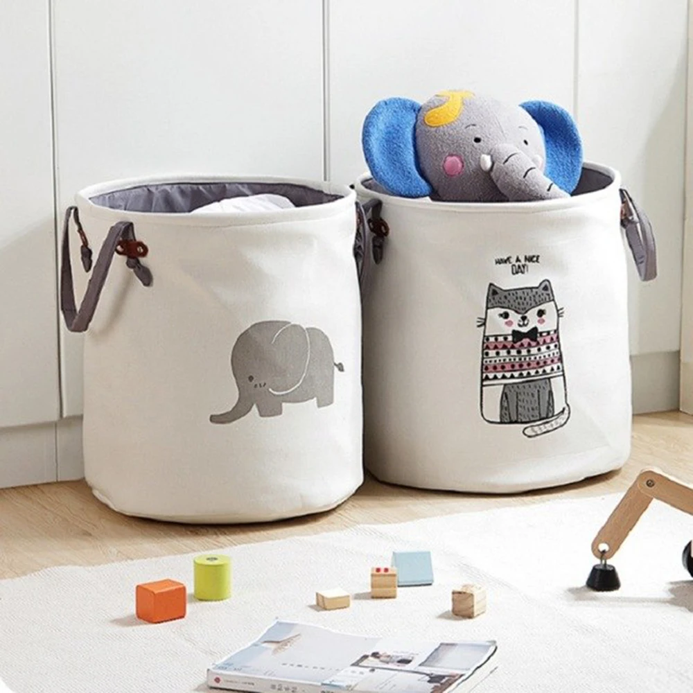 Cartoon Fabric Laundry Basket Bag Large Folding Dirty Clothes Sundries Toy Storage Baskets Box Home Decoration Woven Basket