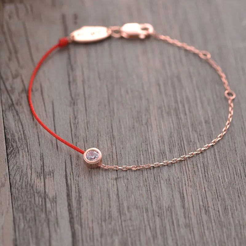 S925 Silver Red Line Fashion Crystal Zirconia Plated Bracelets For