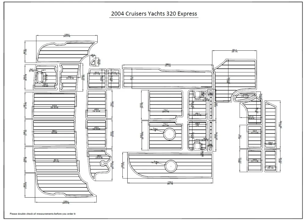 2004 Cruisers Yachts 320 Express Pad Boat EVA тик настил 1/" 6 мм