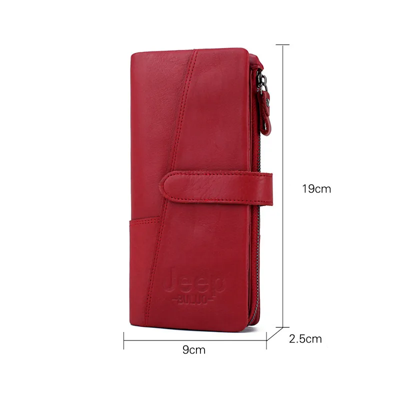 JEEP BULUO Brand Women Wallets Genuine Leather Zipper Coin Purse Fashion Long Red Wallet Large Capacity Clutch Bag Lady Rfid JEEP BULUO Brand Women Wallets Genuine Leather Zipper Coin Purse Fashion Long Red Wallet Large Capacity Clutch Bag Lady Rfid