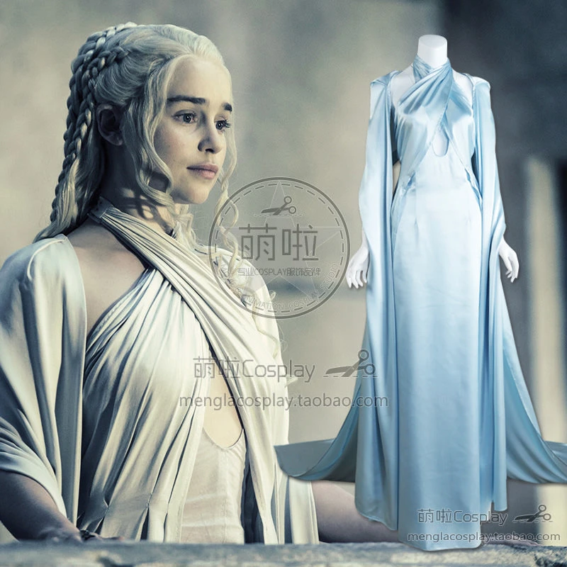 Game Of Thrones Season Cosplay Daenerys Targaryen Vestido Azul Traje  Uniforme Manto Trajes De Halloween Party Transporte Rápido 