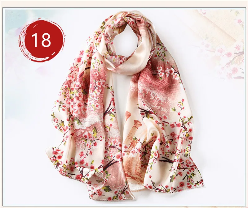 Шелковый шарф ручной работы с краями, весенне-летний шарф из чистого шелка, шарф-бандана, женский роскошный брендовый модный шарф, шейный платок - Цвет: 18