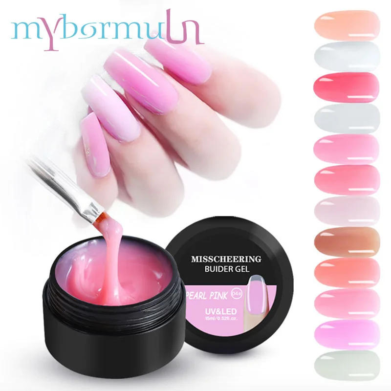 

MYBORMULA Professional 12 colors Strong Builder Gel for Nail extension UV LED construction extend nail hard jelly poly gel 2019