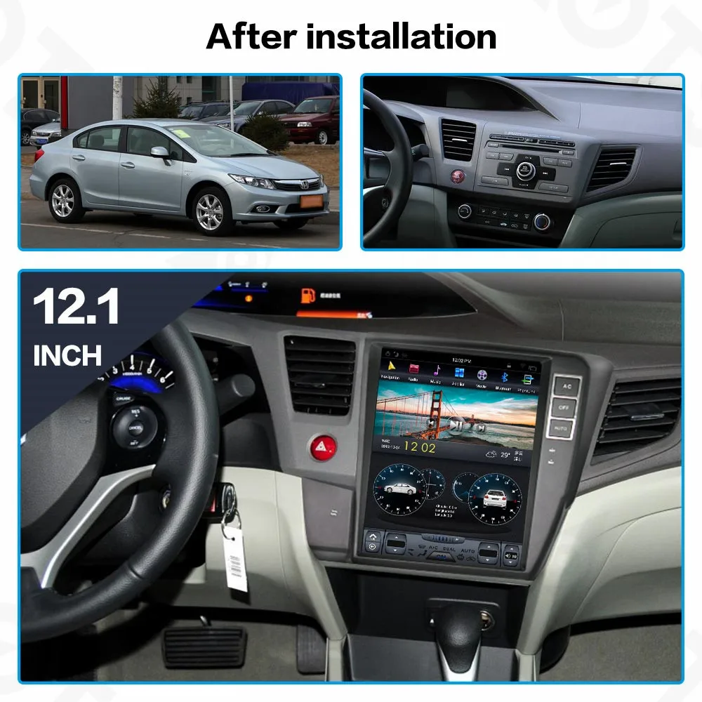 Автомобильный GPS навигатор Aotsr Android 7 1 Tesla для Honda Civic 2012 2015 видеоплеер