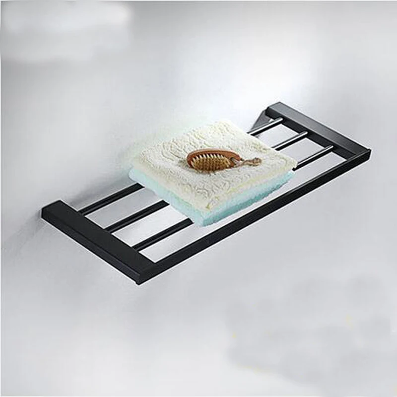 

Wholesale And Retail Oil Rubbed Bronze Shelf Towel Rack Holder Clothes Shelf Single Wall Mounted Black Towel Rack