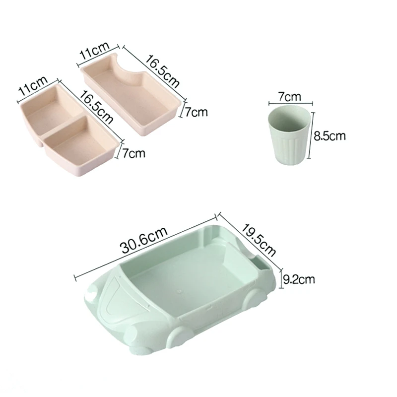 Baby Bamboo Fiber Tableware Children Dinner Car Plate Bowl Cup Feeding Set Supplier Food Dishes Toddler Foot Storage BB5117 (10)