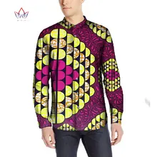 В африканском стиле платья с воротником «Мандарин», рубашка с длинными рукавами Для мужчин изготовленный на заказ в африканском стиле Костюмы Повседневное Африканский Воск Топ Для мужчин рубашки BRW WYN106