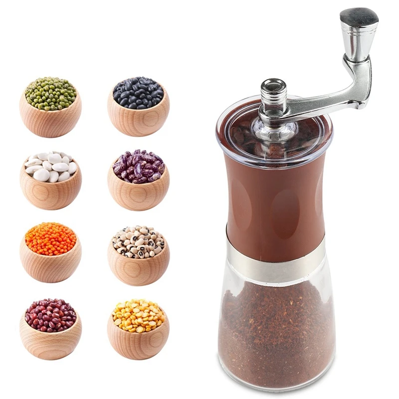 Manual Coffee Grinder With Soft Brush, Hand Grinder Ceramic Conical Burr Mill Hand Crank Coffee Bean Grinder For Home Office T