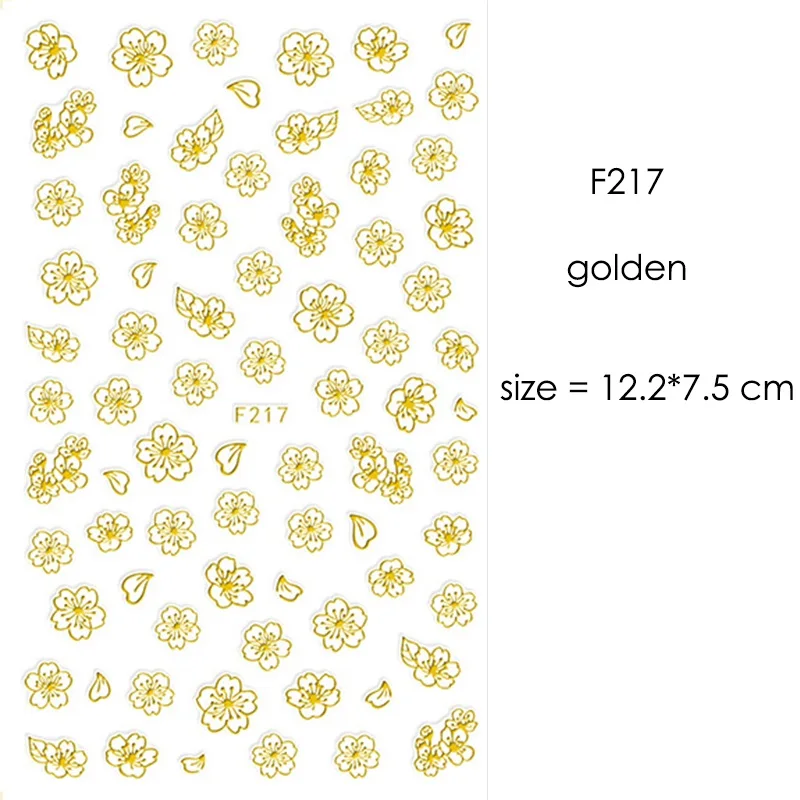 F212-F218 наклейки для ногтей серии s F 12*7,5 см белый черный золотой серебряный узор самоклеющиеся наклейки для украшения ногтей