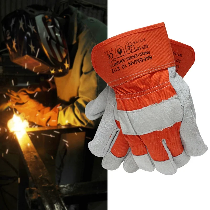 

Work Gloves Cowhide Leather Men Working Welding Gloves Safety Protective Garden Sports MOTO Wear-resisting Gloves