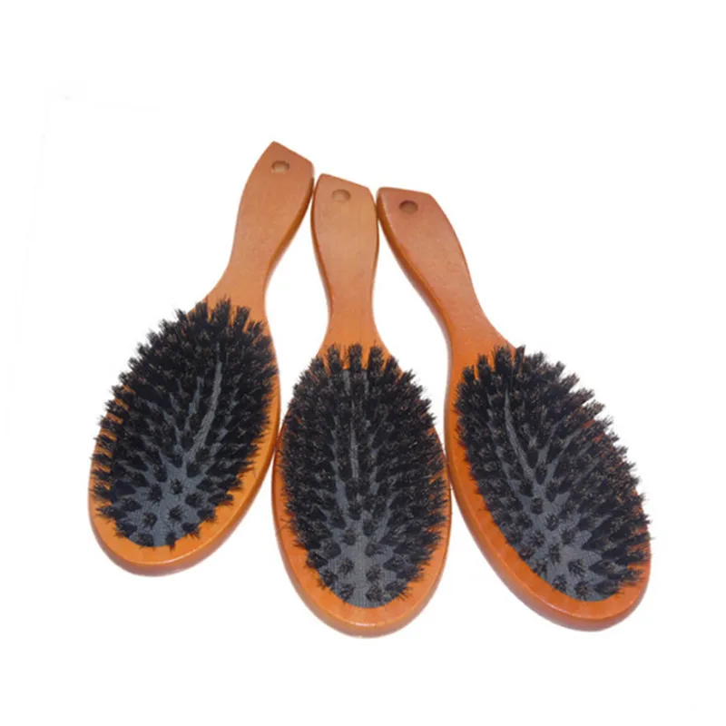 

Natural Boar Bristle Hairbrush Massage Comb Anti-static Scalp Paddle Brush Beech Wooden Handle Styling Tool