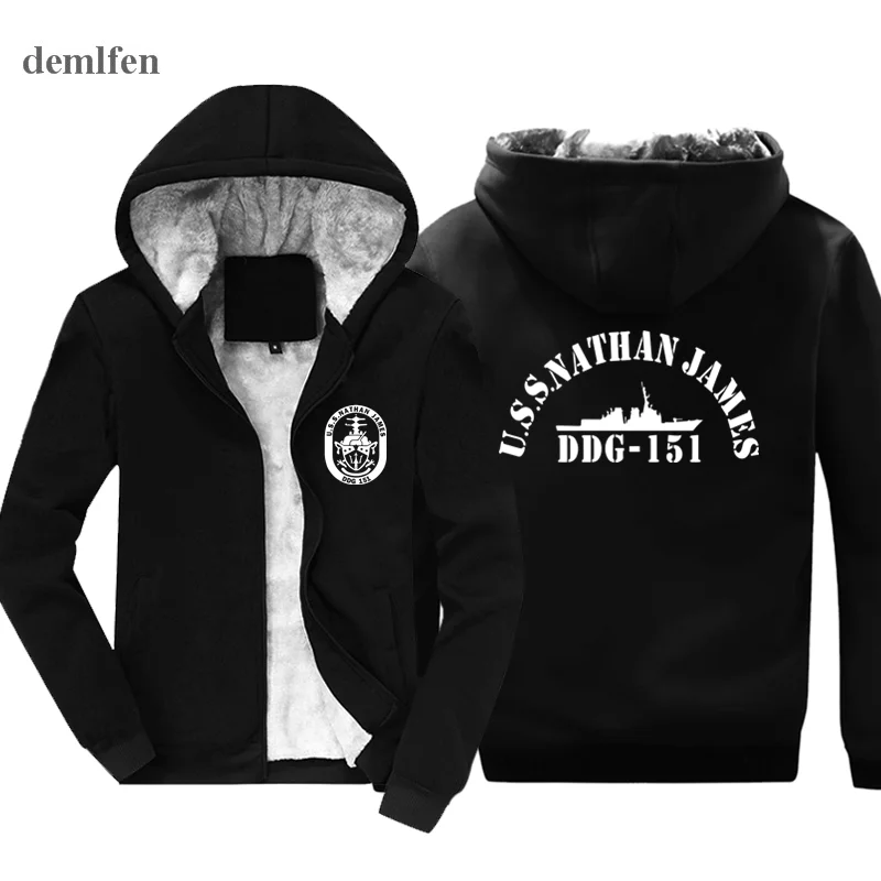 

New The Last Ship USS Nathan James DDG-151 US Navy Seal TV Series Hoodie Mens Cotton Winter Coat Keep Warm Sweatshirt