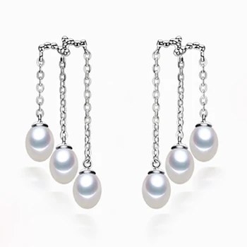 

PEISENI natural freshwater pearl drop earrings 925 sterling silver jewelry for women top quality wedding jewelry