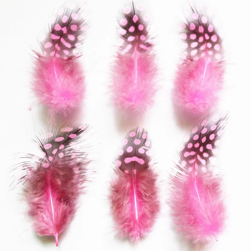 Перламутровые перья фазана для изготовления ювелирных изделий 2-4 дюйма/5-10 см натуральные пятнистые Куриные перья для рукоделия аксессуары перо Плюм - Цвет: Pink