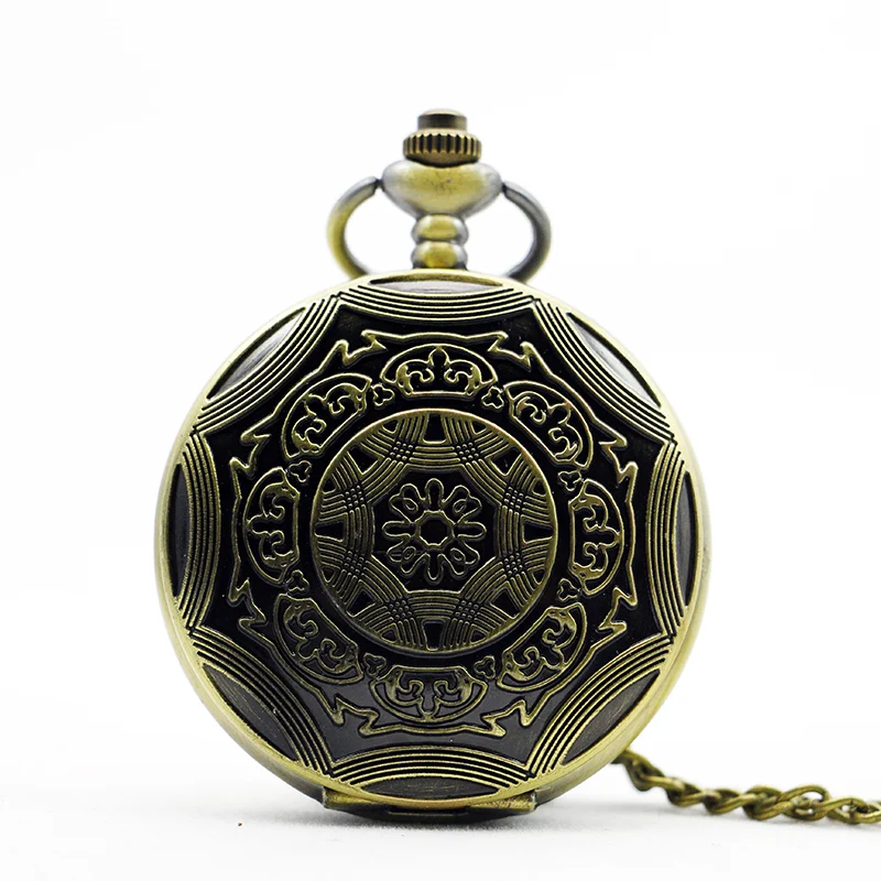 

Vintage Bronze Mechanical Pocket Watch Roman Numerals Dial Watches Pendant with Fob Chain for Women Men PJX1082