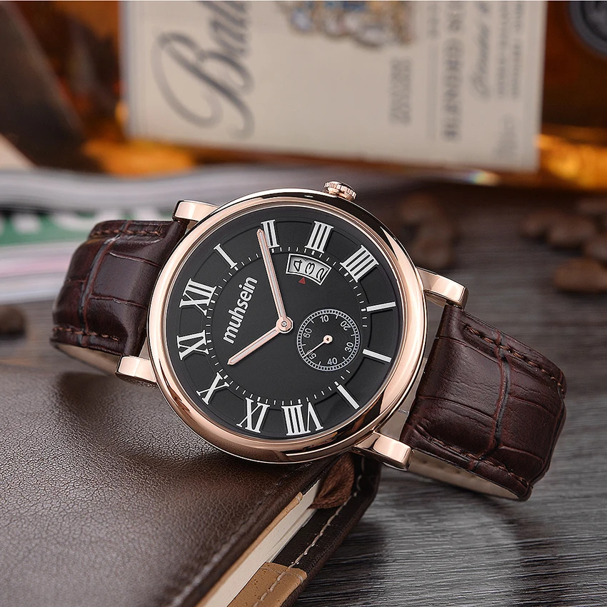 

2018 Men's Watches First Date Brands Date Genuine Leather Watch Luxury Watch Men's Casual Watches