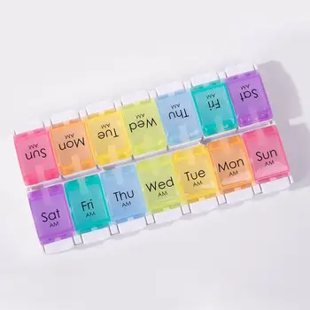 

Pokich Double row 14grid Combination Kit 7Days Weekly Tablet Unique Piano Style Press Design Pill Box Splitters