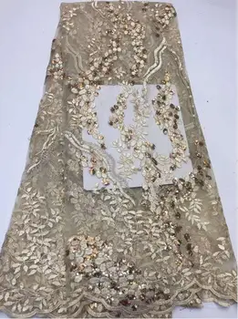 

Wedding evening dress quality sequins beaded embroidery French Nigeria lace fabric 3028-2 African lace ladies clothing