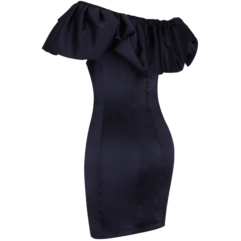 Ocstrade черный с открытыми плечами без рукавов Мини Мода Bodycon платье HI1029-Black