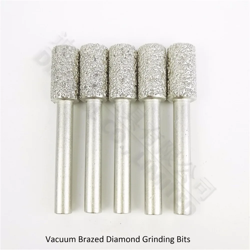 DIATOOL #1 Vaccum Brazed Diamond Burrs Rotary Tool For Stone Concrete 10x20MM Cylinder Flat End, Grinding Head Grinding Bits