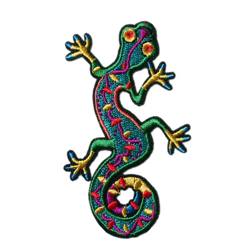 Вышитый цветной Gecko патч четыре ноги змея шитье термоклейкий значок для заклепки для джинсов шляпа аппликации DIY Наклейка ручной работы Декор