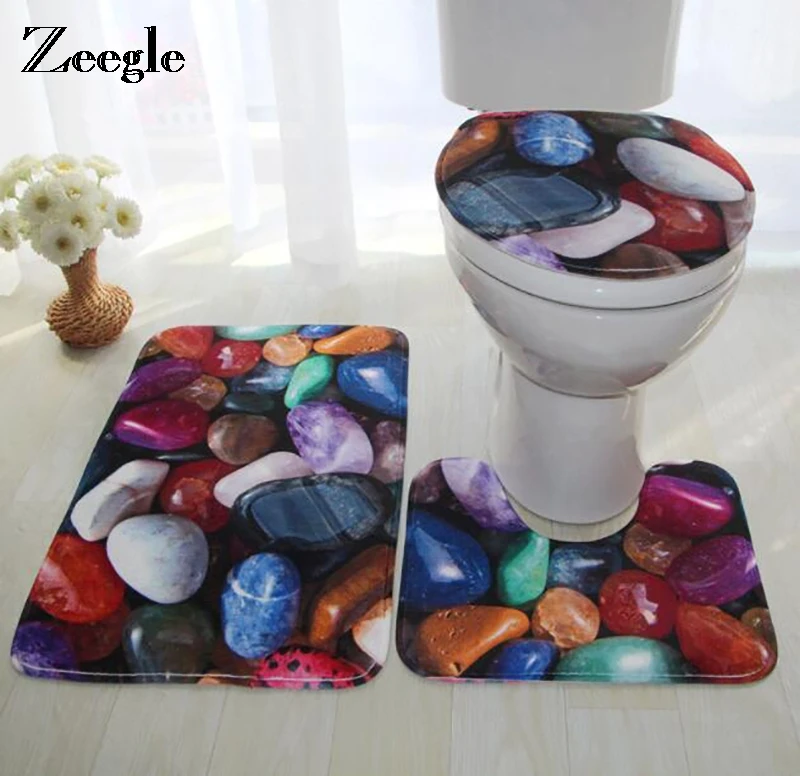 Zeegle 3D каменный узор 3 шт./компл. коврик для унитаза Впитывающий Коврик ванной