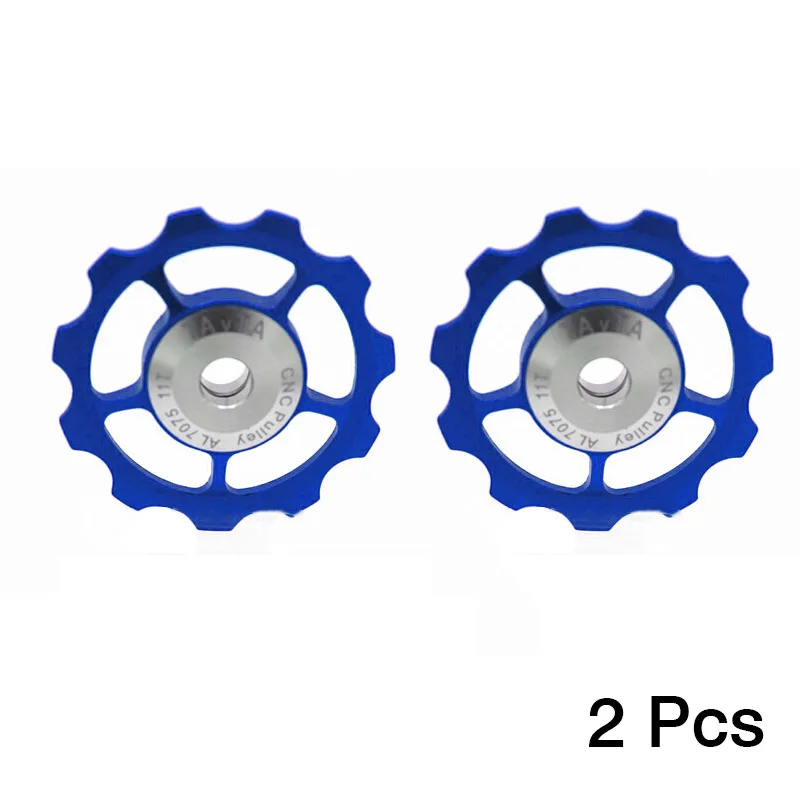2шт 11 Т сверхлегкий MTB алюминиевый велосипедный подшипник Jockey колеса Задний переключатель Шкивы направляющие колеса для велосипеда запчасти для велосипеда - Цвет: blue