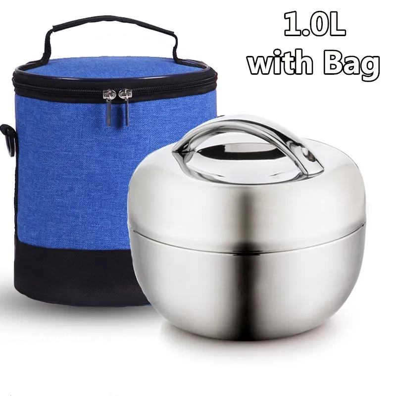 1.0L with Bag Симпатичное яблоко Коробки для обедов Детская сумка, контейнер для еды ланч бокс термос для еда контейнеры бенто - Цвет: 1.0L with Bag