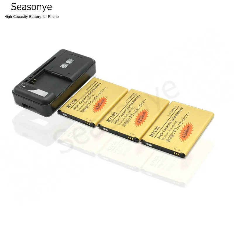 

Seasonye 3x 4200mAh EB595675LU Gold Replacement Battery + Universal Charger For Samsung Galaxy Note 2 II Note2 N7100 N7105 N7102