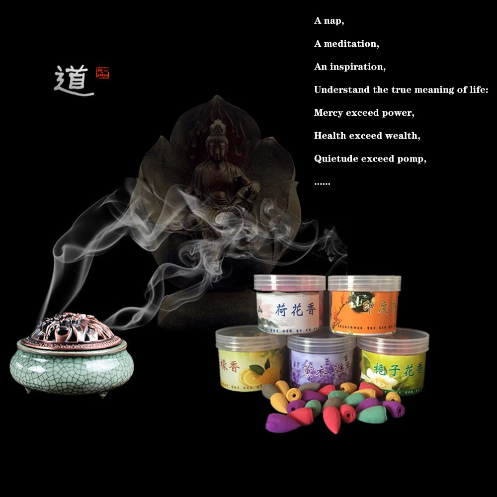 45pcs Sandalwood Incense for Incense Burners Indoor Hollow Cones Mixed