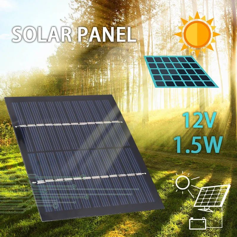 12V 1,5 W Панели солнечные Стандартный эпоксидный поликристаллический кремний DIY батарея заряд энергии модуль 115x85 мм Мини Солнечная батарея