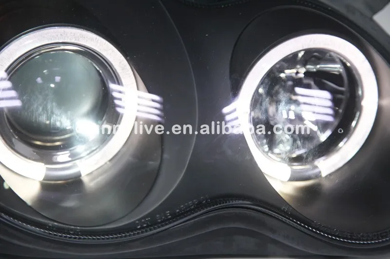 Для benz 2000-2007 год W203 C63 C200 C230 C280 C300 LED Ангельские глазки светодиодные фары автомобиля Черный Корпус sn