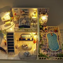 Санторини миниатюрная кукольная мебель DIY деревянная кукла дома сборка игрушек для детей