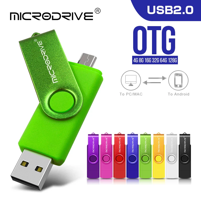 OTG 2 in 1 USB flash drive pendrive 128GB 64GB USB 2.0 Memory stick 32GB 16GB Flash USB Disk 8GB 4GB pen drive for smartphone