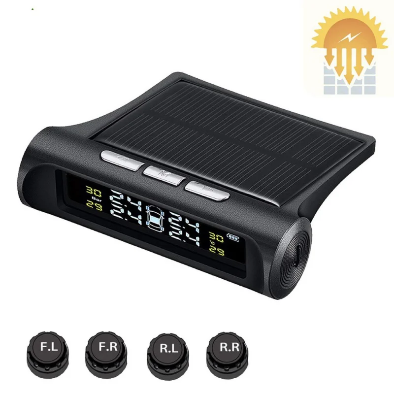 Солнечная зарядка или USB автомобильный TPMS система контроля давления в шинах HD цифровой ЖК-дисплей Автосигнализация инструмент беспроводной 4 внешних датчика