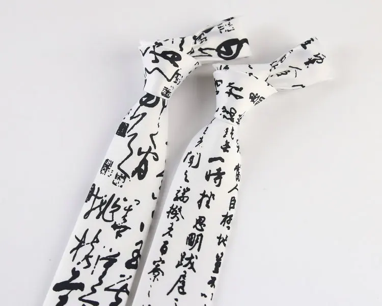 Harajuku китайский стиль печати галстук Повседневный Ретро галстук каллиграфия