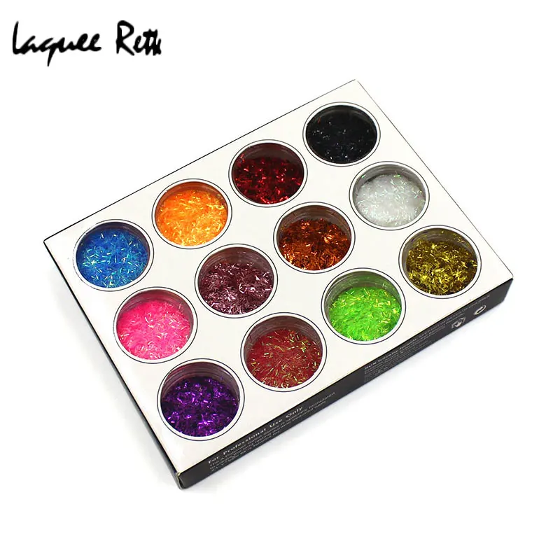 

Pro 12 Colors Silk Ribbon Nail Art Decoration Glitter DIY Manicures Nail Stiker Free Shipping