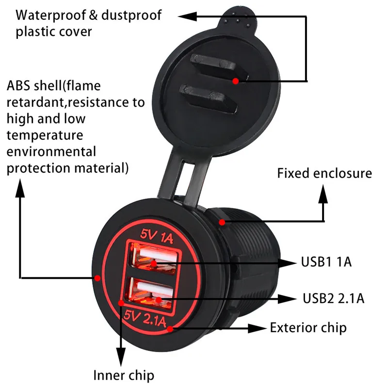 Kongyide автомобильное зарядное устройство CS-544 5 в 3.1A Dual USB зарядное устройство гнездо адаптера питание розетка для 12 В 24 в мотоцикл автомобиль mar6