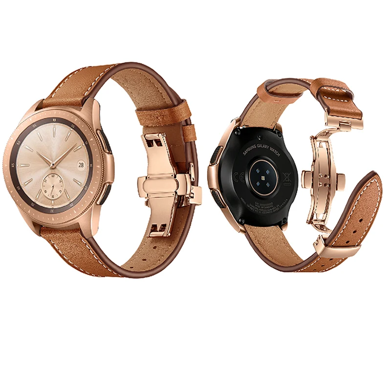 For Samsung Galaxy Watch 46mm 42mm Bands Genuine Leather Steel Butterfly Watch Strap Band For Gear S3 Huawei Watch 2 pro 22mm For Samsung Galaxy Watch 46mm 42mm Bands Genuine Leather Steel Butterfly Watch Strap Band For Gear S3 Huawei Watch 2 pro 22mm