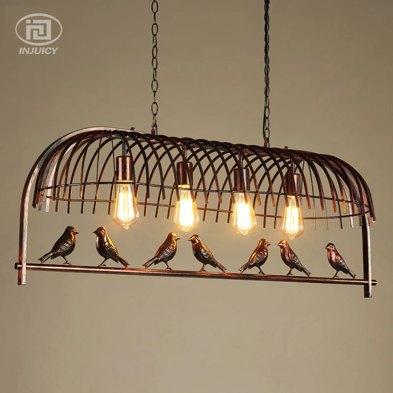Vintage Industrial Birdcage Chandelier Lighting Black & Rust Iron Art Hanging Light for Dining Room Cafe Bar Store Restaurant Vintage Industrial Birdcage Chandelier Lighting Black & Rust Iron Art Hanging Light for Dining Room Cafe Bar Store Restaurant