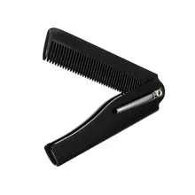 Hot! Mens Womens Beauty Handmade Folding Pocket Clip Hair Moustache Beard Comb Black