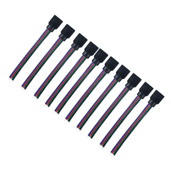 

100pcs/lot RGB 4 pin Female Connector Extension Wire Cable PCB Board Connector Wire For Flexible 5050/3528 RGB LED Strip Light