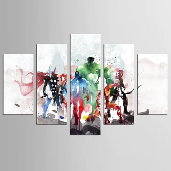 

5 panel painted abstract comic oil painting canvas retro movie star green giant American super hero Avenger movie poster print